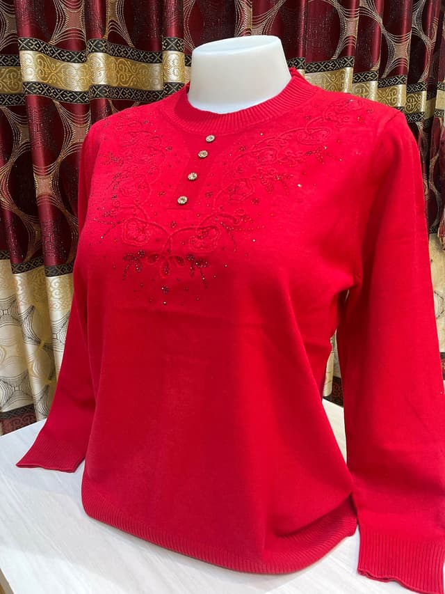 Pashmina Woolen T- Neck Sweatshirt For Women
