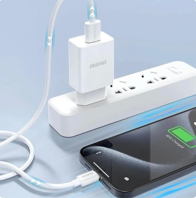 Dudao A20EU USB-A 18W network charger - white + USB-A - micro USB cable Type A Charger