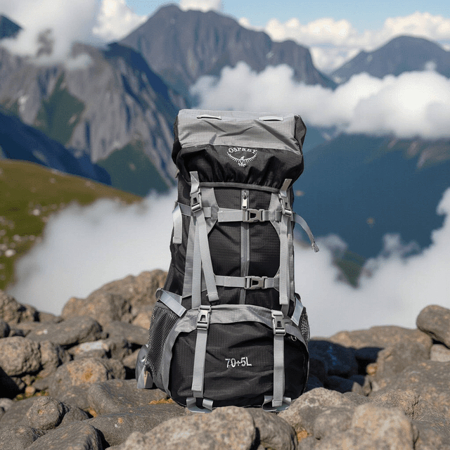 70+5L Lightweight Water Resistant Hiking Backpack Outdoor Sport Daypack Travel Bag for Climbing Camping Touring Trekking Bag With Rain