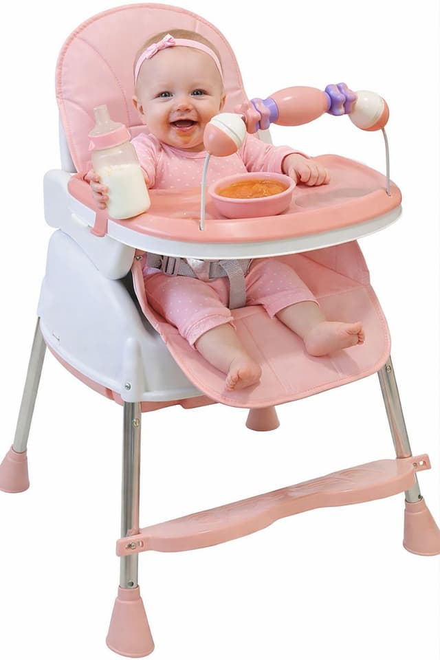 Baby 3-in-1 Chair,Foldable, Dining Chair,Meal Chair, Children's Chair,Table, Baby Food Table Toddler Chair, Portable Chair Adjustable Train Legs, Play Kids Chair 3-Point Safety Belt With Removable Tray And Anti Slip Legs.