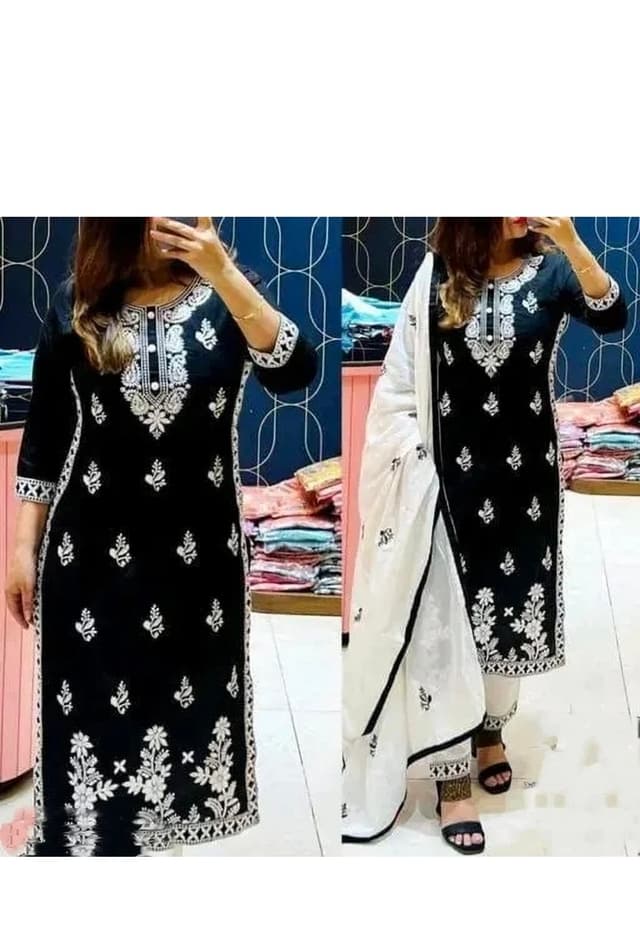 Anarkali Gaun Dupatta Plazo Set