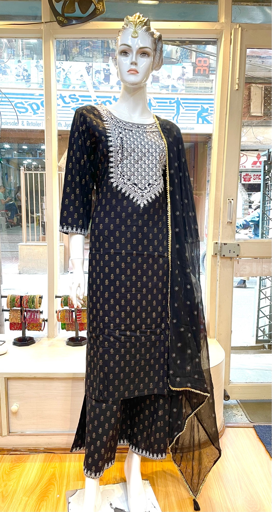 Cotton Sarara Sets For Women In Black Color 1
