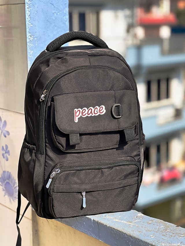 Stylish Bagpack For Men | Peace Stylish Black Backpack for School, College & Travel | Durable Multi-Pocket Laptop Bag