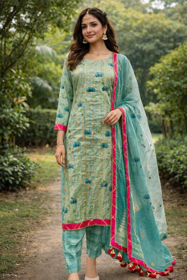 Gottapatti Worked Cotton Kurti Sets For Women