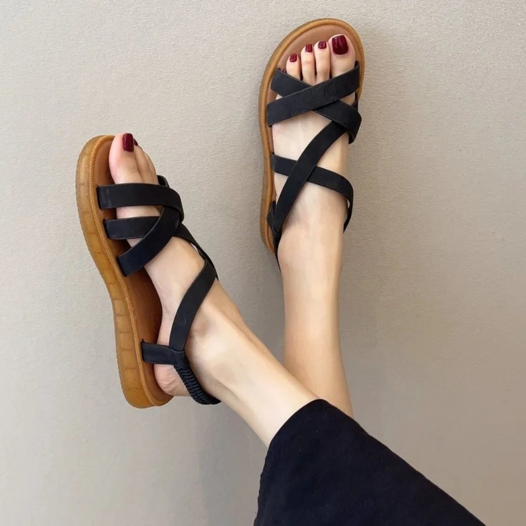New Summer Ladies Cross Stretch Flat Soft Sole Comfortable Sandals 1