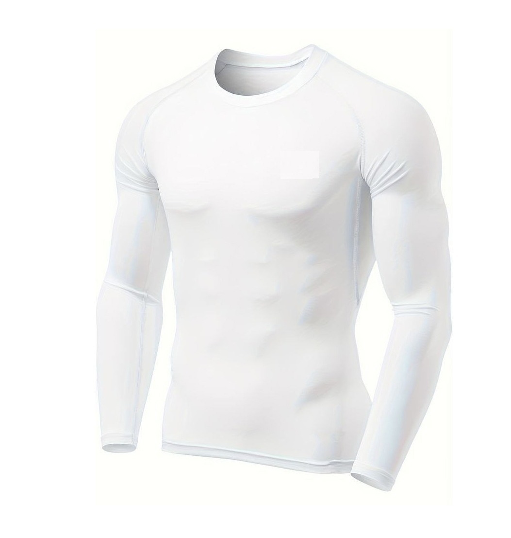 White Comfortable Inner Compression Round Neck Full Sleeve Sports T-Shirt For Men ( Best For Holi ) 1