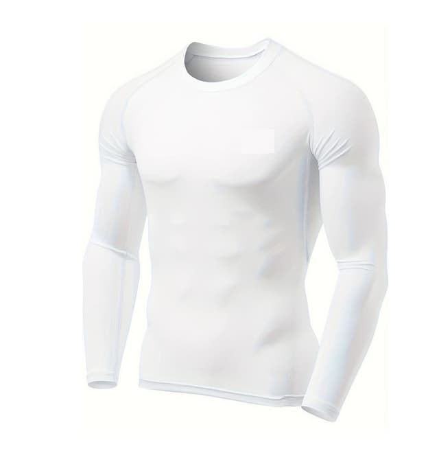 White Comfortable Inner Compression Round Neck Full Sleeve Sports T-Shirt For Men ( Best For Holi )