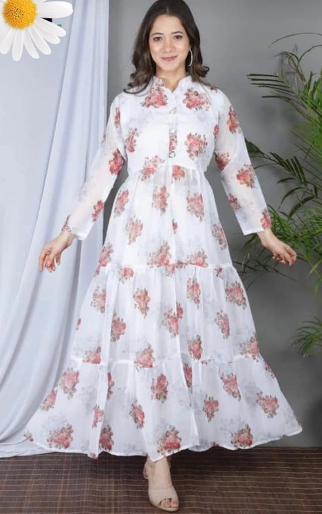 Georgette Front Slit Gown Dress For Women