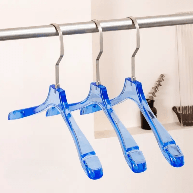 Premium Blue Transparent Plastic Clothes Hanger for Shirt, Dress & Trouser