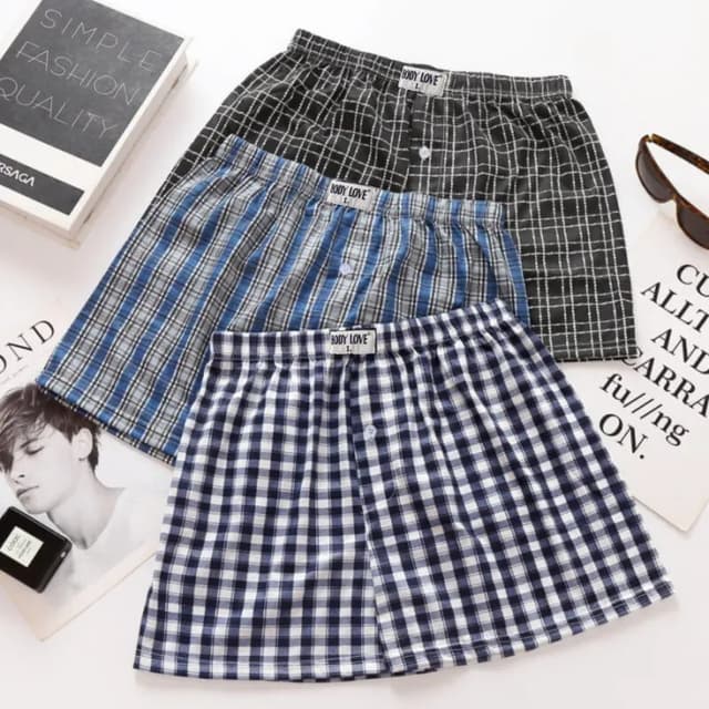 Cotton Check Multicolor Print Boxer - Underwear For Men - 3 Pack