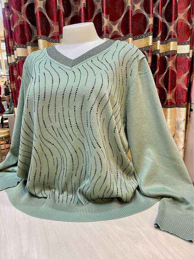 Plus Sized Acrylic V-Neck Tops For Women