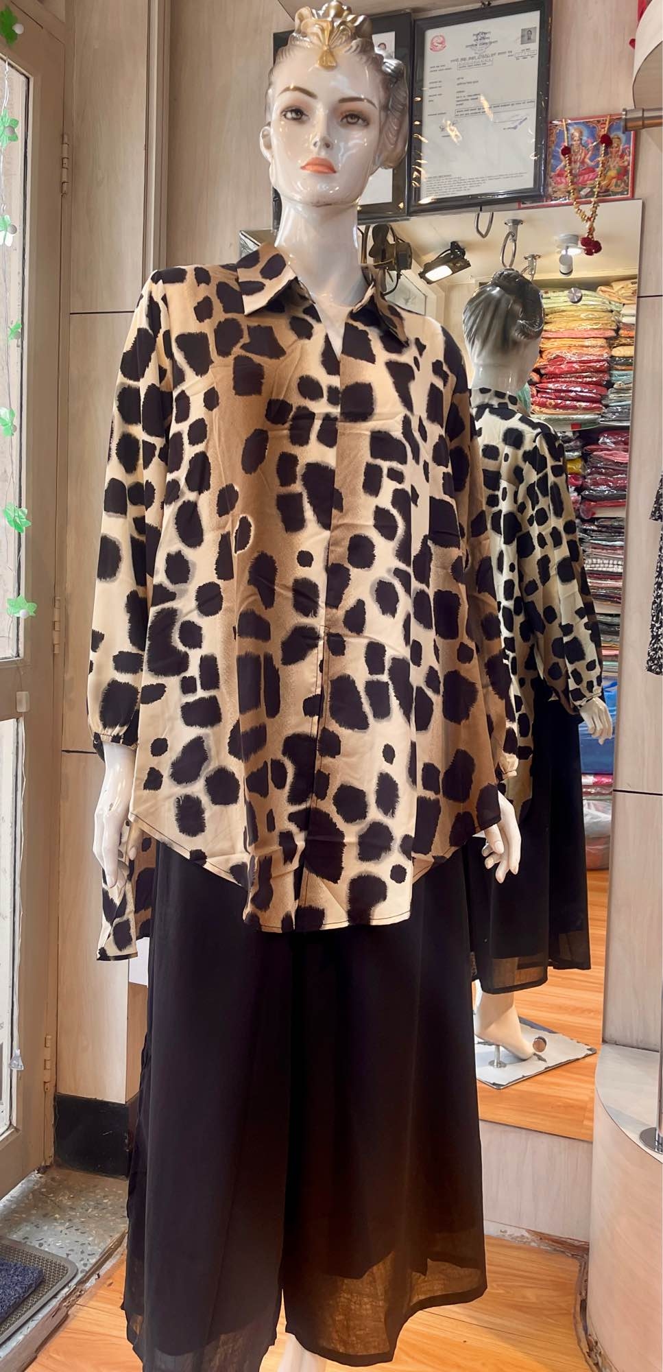 Animal Printed Oversized Long Shirts For Plus Sized Women 1