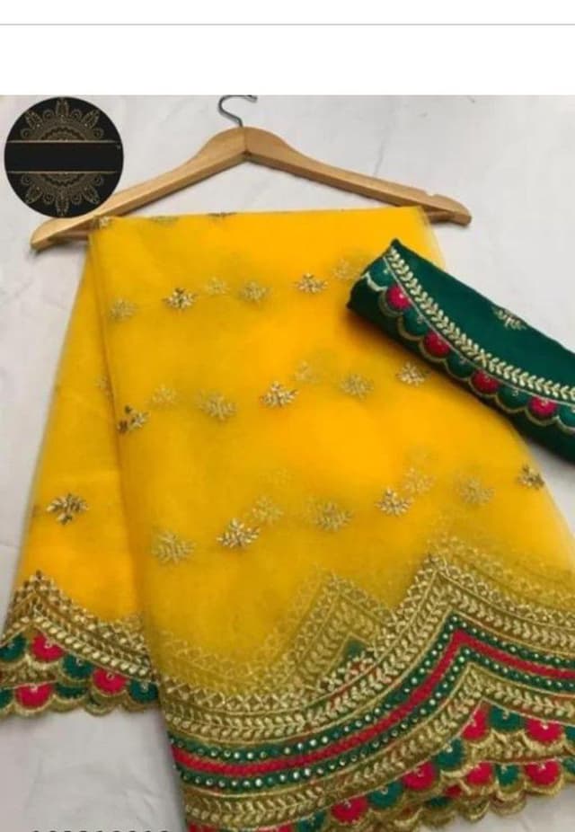 Net Fabric Saree With Blouse