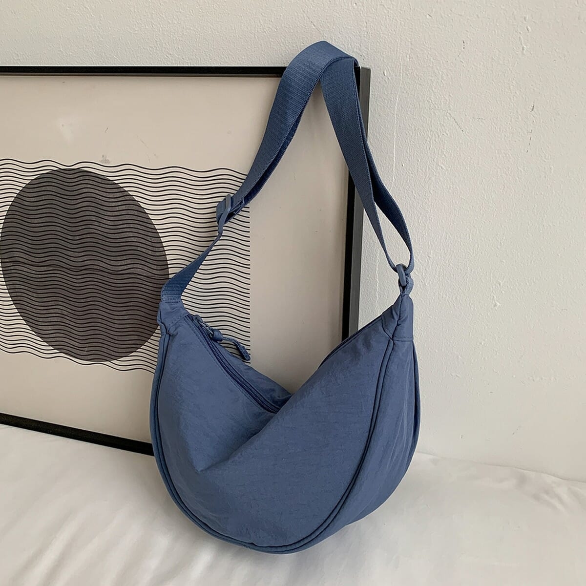 Moon Bag Solid Color Simple Canvas Dumpling One Shoulder Crossbody Messenger Bag For Women 2