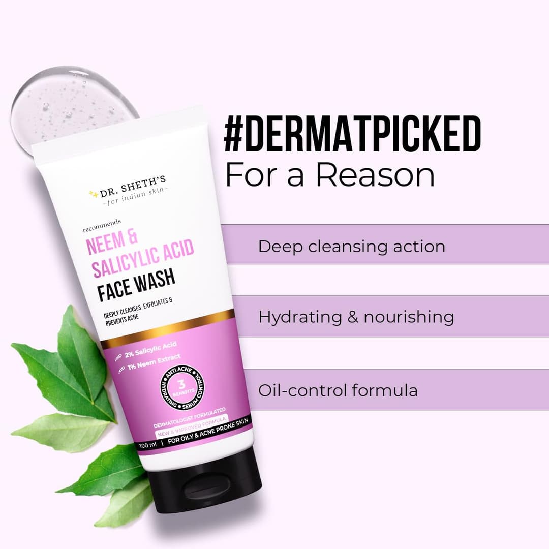 Dr Sheth's Neem & Salicylic Acid Face Wash (100g) 1