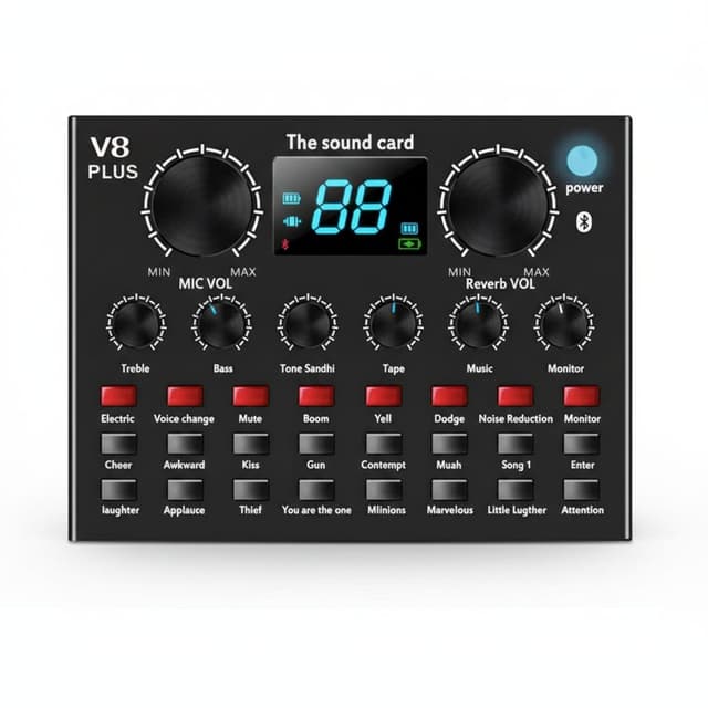 V8 Plus Bluetooth 4.1 Audio interface Live Sound Card Audio Mixer