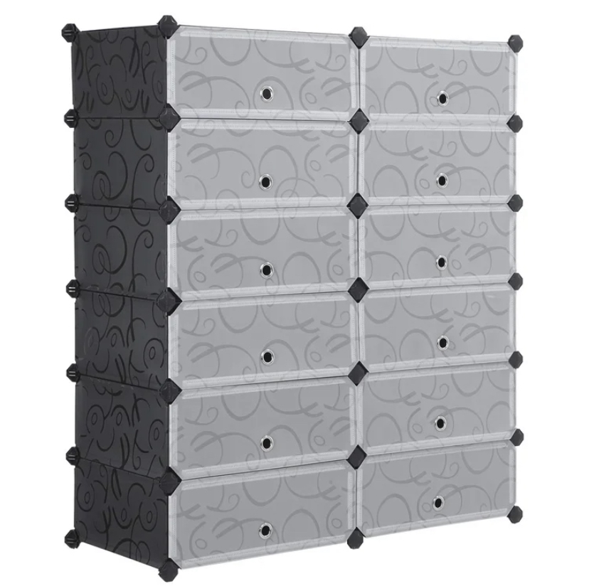 Styleys Cabinet Shoe Rack with Cover for Home/Office Wardrobe Cube Organizer Black (12 Cube) 1
