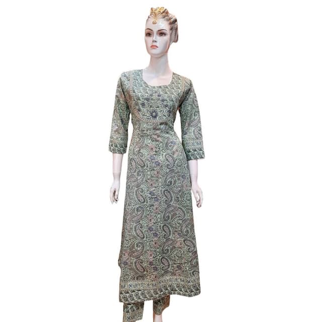Anarkali Kurti Pants Sets in Cotton Women's Traditional Indian Clothing Long Anarkali Dress with Palazzos Ethnic Wear