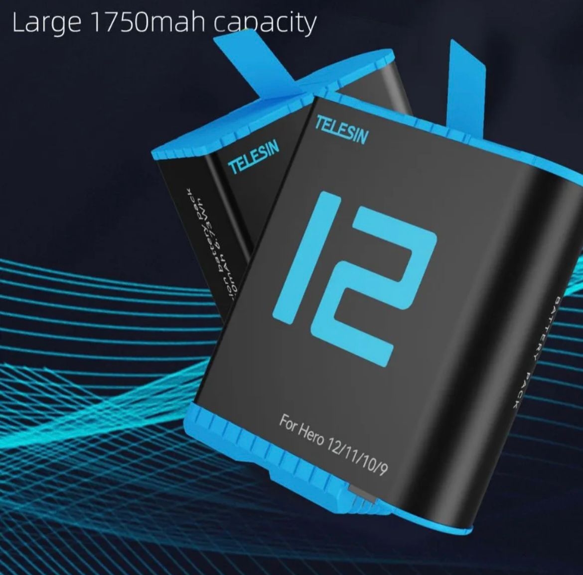 Telesin High Performance Stamina Gopro Battery Replacement for Hero 9 10 11 12 Enduro Battery 1
