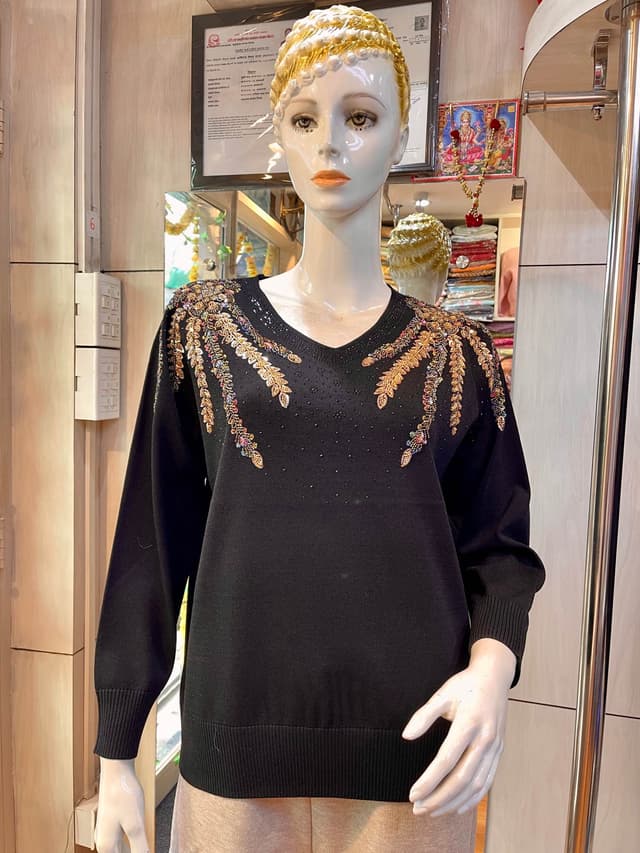 Premium Pashmina With Hand Embroidery Worked Tops and T-shirts For Women