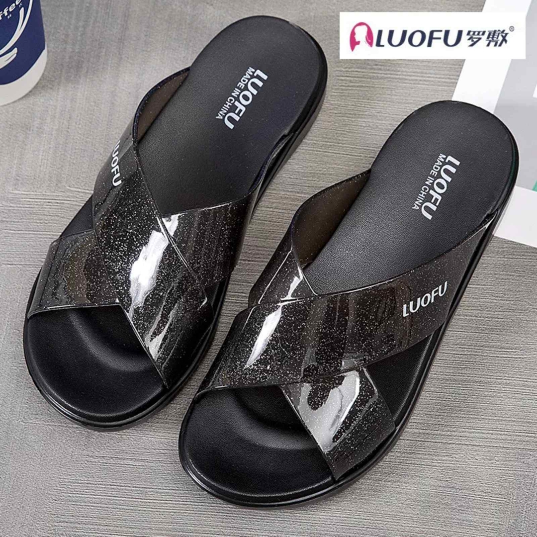 LUOFU Women's Black, Pink, Cream Platform Comfort Sandals 1