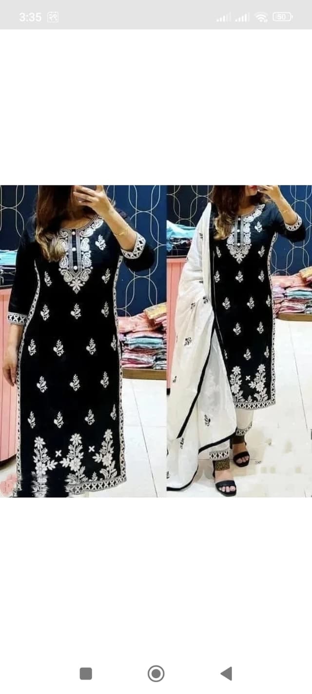 Anarkali Gaun Dupatta Plazo Set