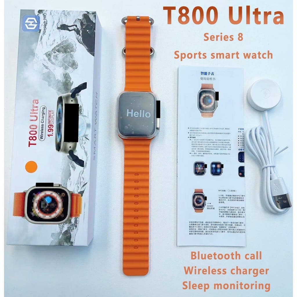T800 Ultra Smartwatch With Bluetooth Calling Function with Wireless Charger | T800 Ultra Smart Watch For Men and Women 2