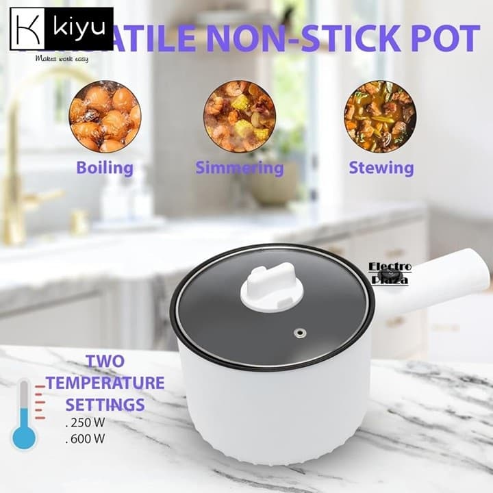 KIYU Electric Hot Pot Rapid Noodles Cooker, Non-Stick Hot Pot Electric Cooking Pan for Soup,Pasta, Steak, Perfect for Dorm and Camping, Steamer 22* 2