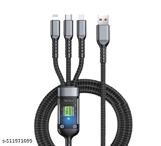 ransparent Luminous Super Fast Charging 3-in-1 Data Cable, 3-in-1 Super Fast Charging Cable, for lighting cable, Android, Type-C Devices (1pcs) 6