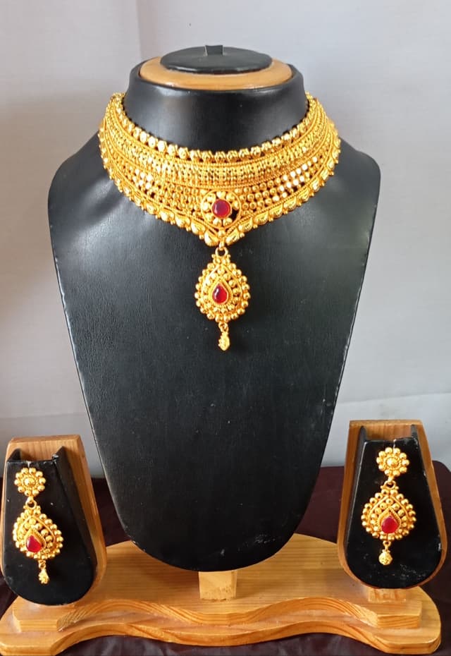 Gold Plated Choker Necklace Set