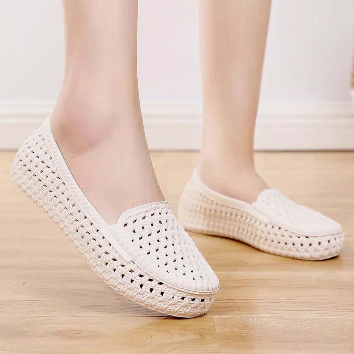 Summer Women Hollow Jelly Shoes Slip On Ballet Flats Fashion Soft Light Slides Ladies Comfortable Shoes 1