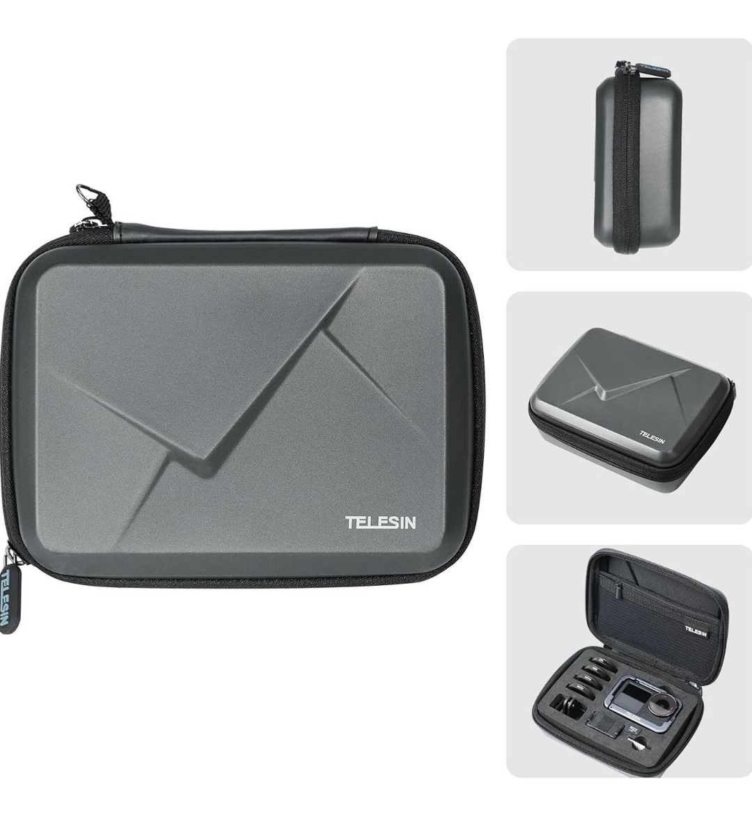 TELESIN Osmo Action 5 Pro Action 4 Action 3 Portable Storage Bag for DJI, Waterproof Hard Shell Travel Storage Case Carrying Case Camera Accessories Kit Compatible with DJI Osmo Action 5 Pro/4/3 And Hero Gopro 13/12/11/10/9/8/7/6/5 1