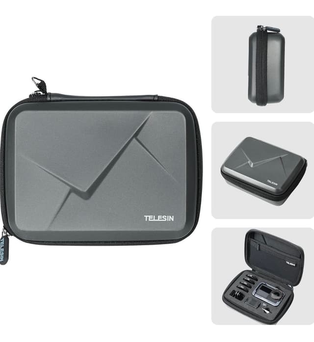 TELESIN Osmo Action 5 Pro Action 4 Action 3 Portable Storage Bag for DJI, Waterproof Hard Shell Travel Storage Case Carrying Case Camera Accessories Kit Compatible with DJI Osmo Action 5 Pro/4/3 And Hero Gopro 13/12/11/10/9/8/7/6/5