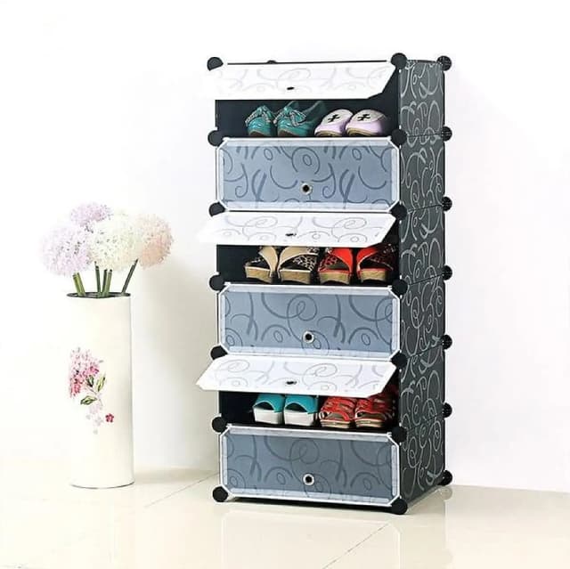 Original Diy Portable Shoe Rack Storage Organiser Cabinet 6 Cube Shoe Wardrobe
