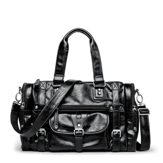 Leather Side Bag For Men Business Cross Body Bag PU Leather Messenger Bag With Zipper Compartments Black