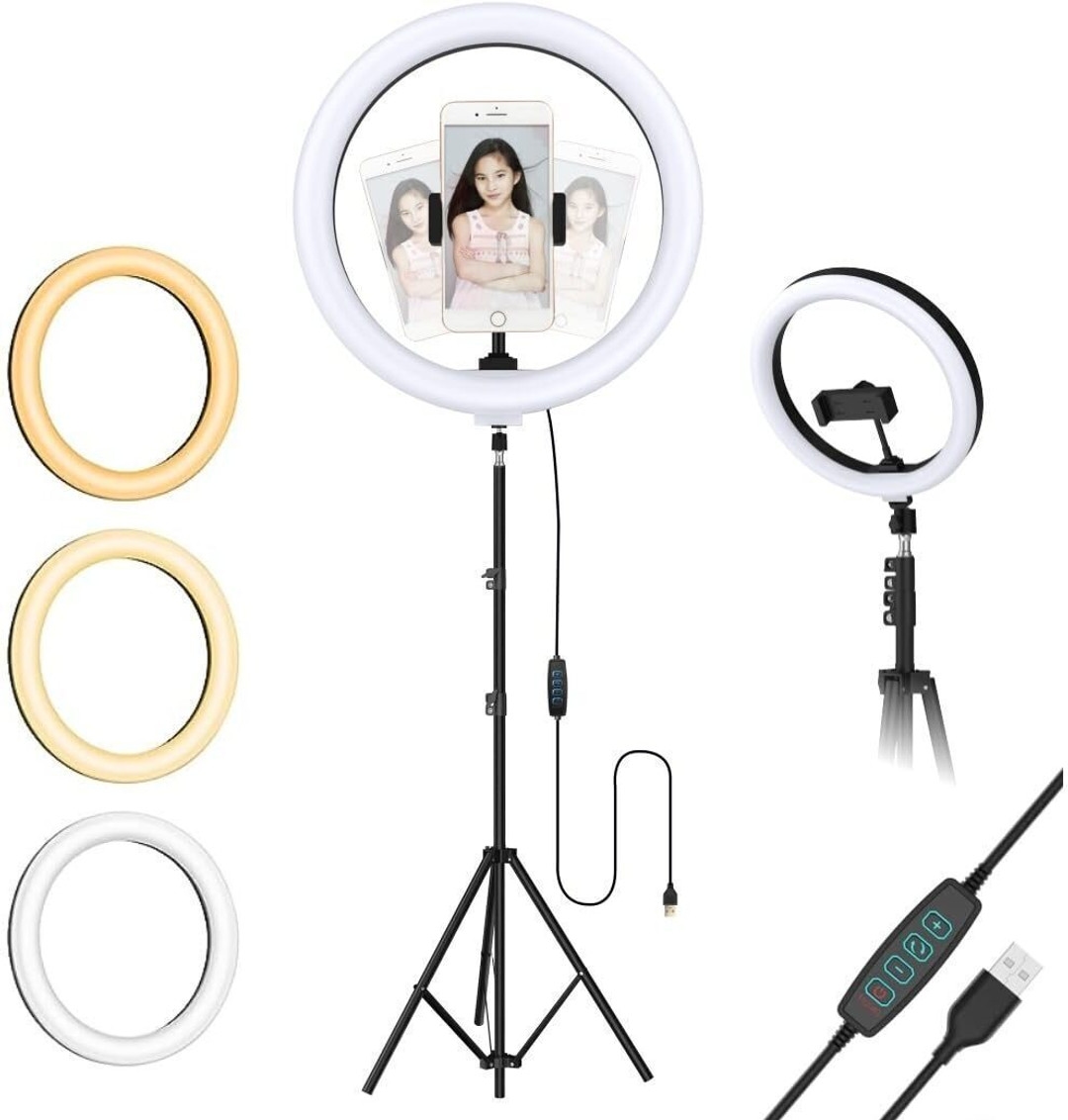 Tiktok Stand STRIFF LED Ring Light with Foldable Tripod Stand Ring Flash (Black) 3