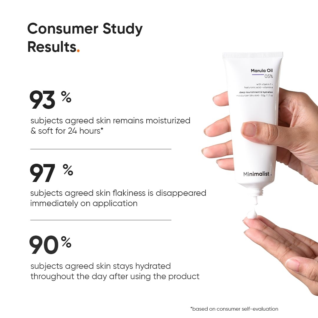 Minimalist Marula Oil 5% Face Moisturizer For Dry Skin With Hyaluronic Acid For Deep Nourishment & Hydration, For Men & Women 3