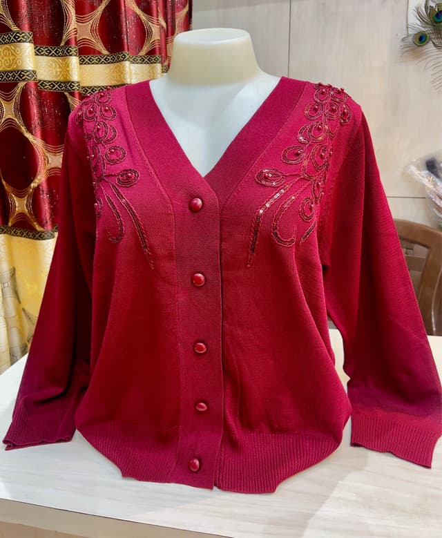 Wollen Cardigan With Sequins Worked For Women