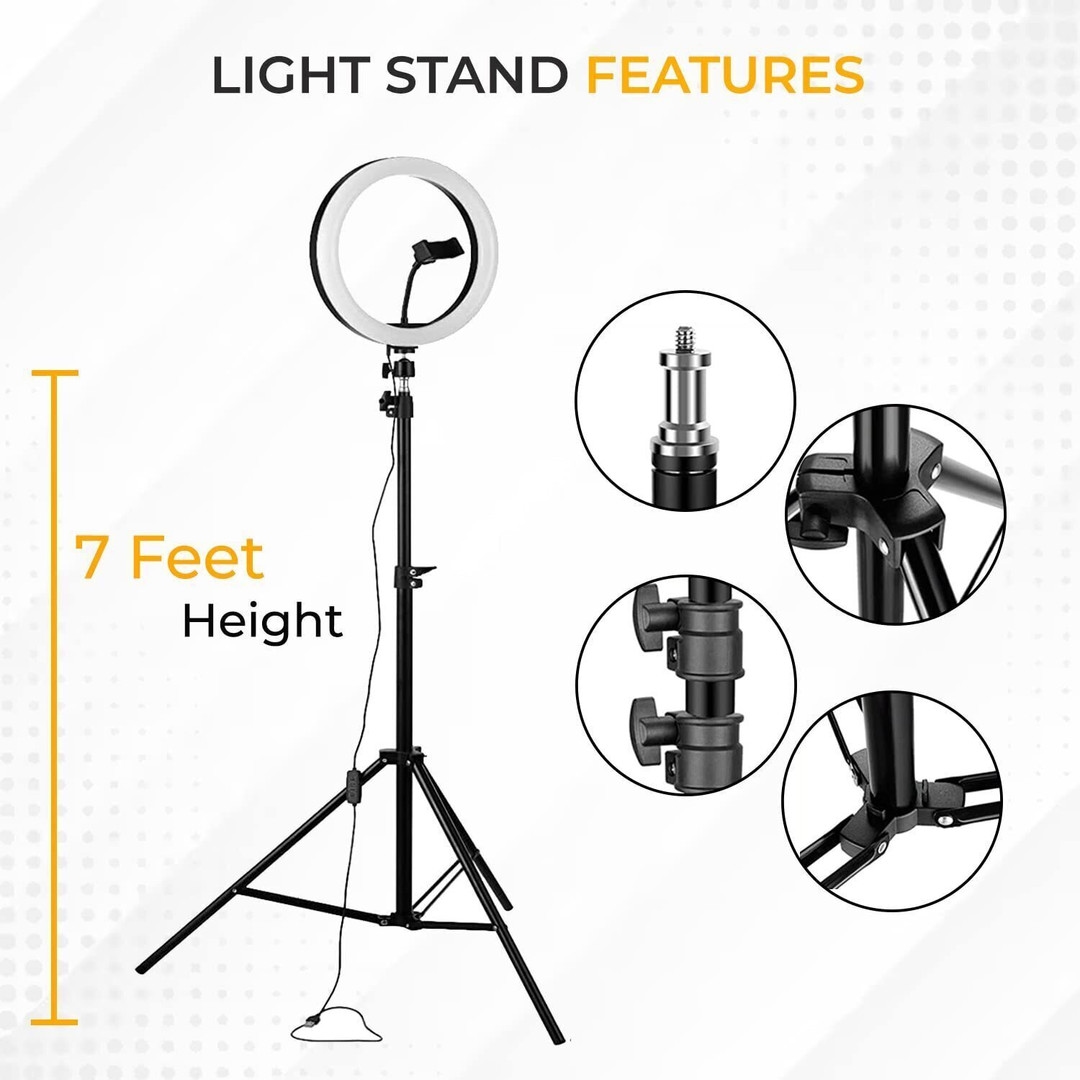 Tiktok Stand STRIFF LED Ring Light with Foldable Tripod Stand Ring Flash (Black) 4