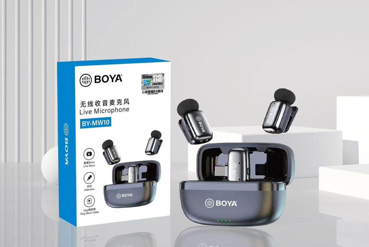 Bo ya Improved Wireless Lavalier With 2 Microphone with Adjustable Collar Clip and Adapter - for iPhone/Android/Computer - Mini Mic for Video Recording/Podcasts, Built-in Noise Cancelling Chip 3