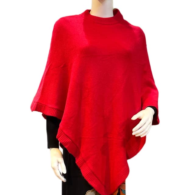 Wollen Pancho/Capes For Women In Red Color