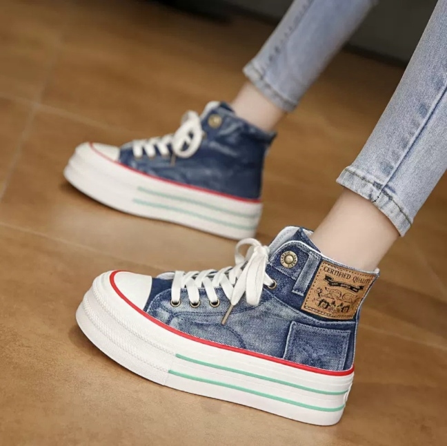 Luxurious Korean 2024 New Winter Genuine Mesh Fashion Thick Heel Casual Elegant Ladies Sneakers 1