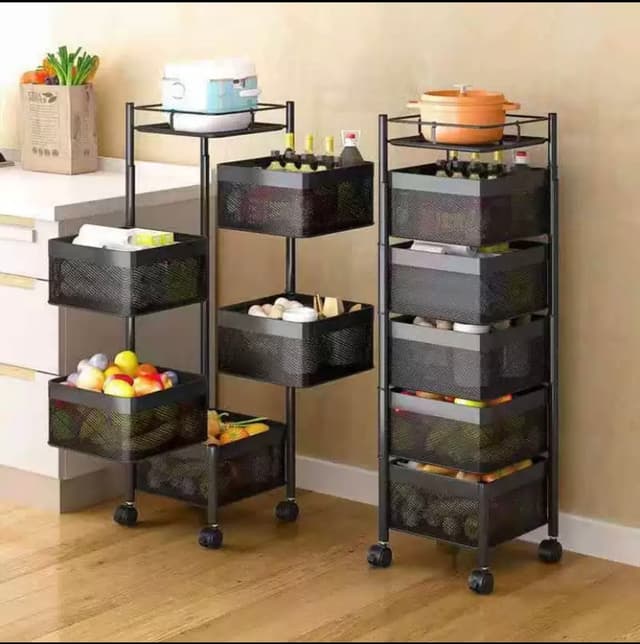 5 Layer Storage Fruit And Vegetable Rotating Kitchen Portable Stand