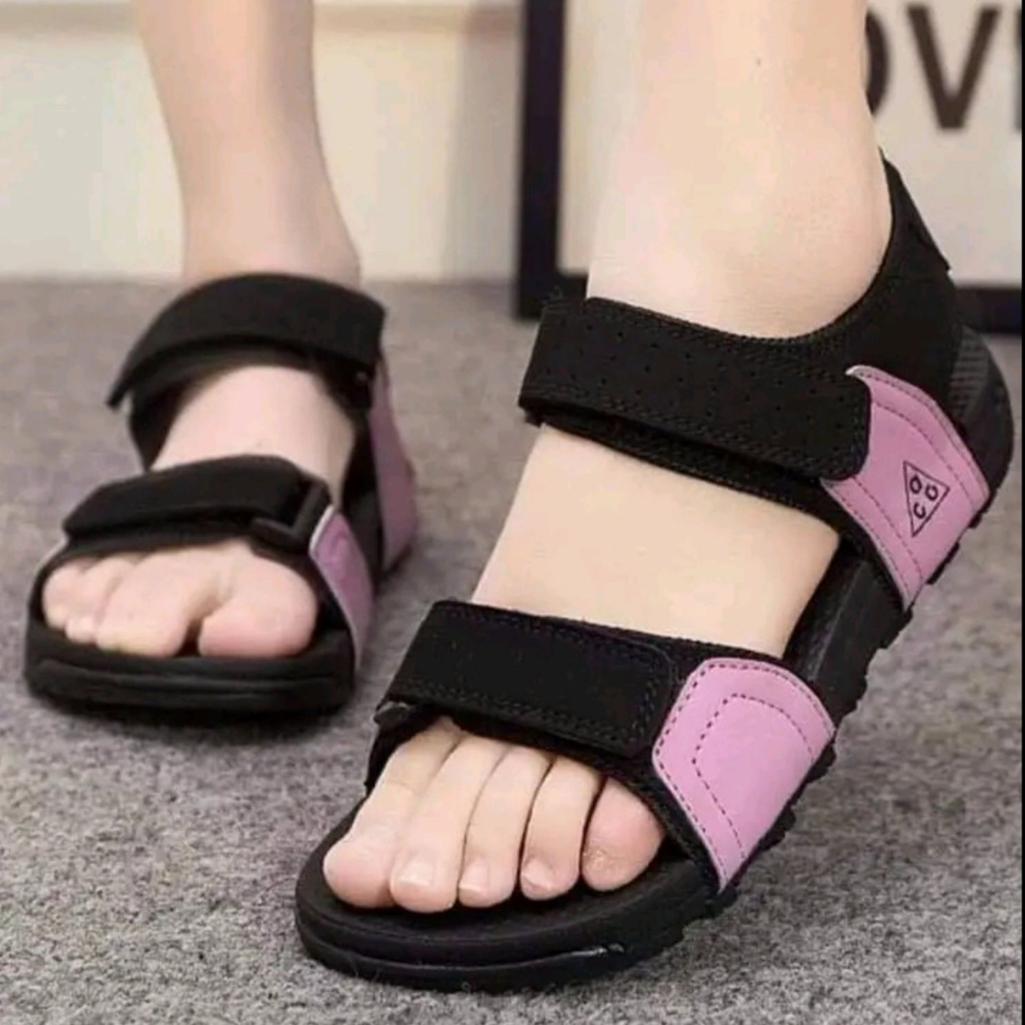 Black Double Strap Velcro Summer Beach Sandal For Women - Fashion | Women's Footwear | Sandals For Women | Shoes For Women | 1