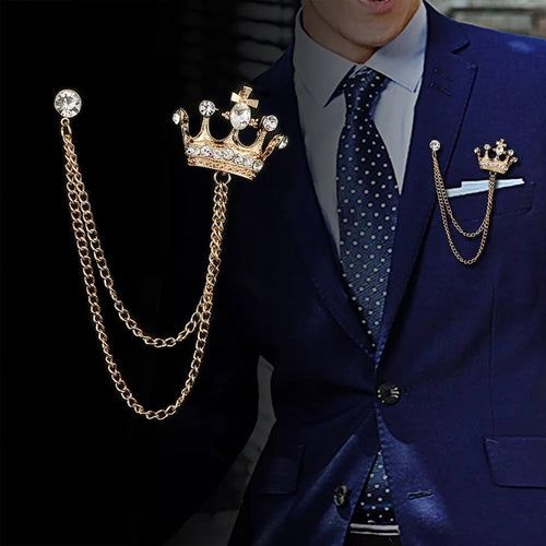 Crown Double Chain Brooch For Gentleman's Essentials Premium Product 1