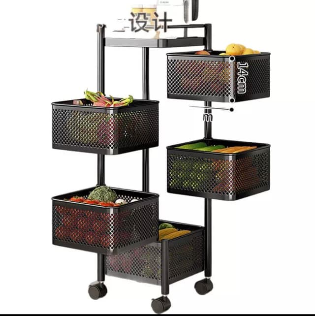 4 Layer Storage Rotating Kitchen Fruit And Vegetable Portable Storage Kitchen Stand