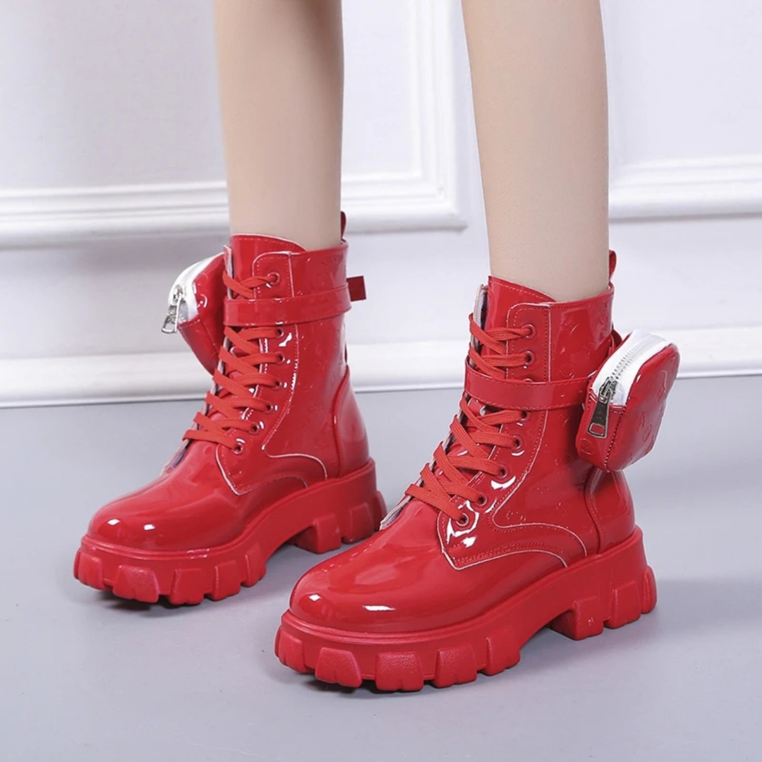 2024 Luxurious Ankle Boot Lace Up Short Boots Platform Shoes Of Women Pocket Bare Boots 1