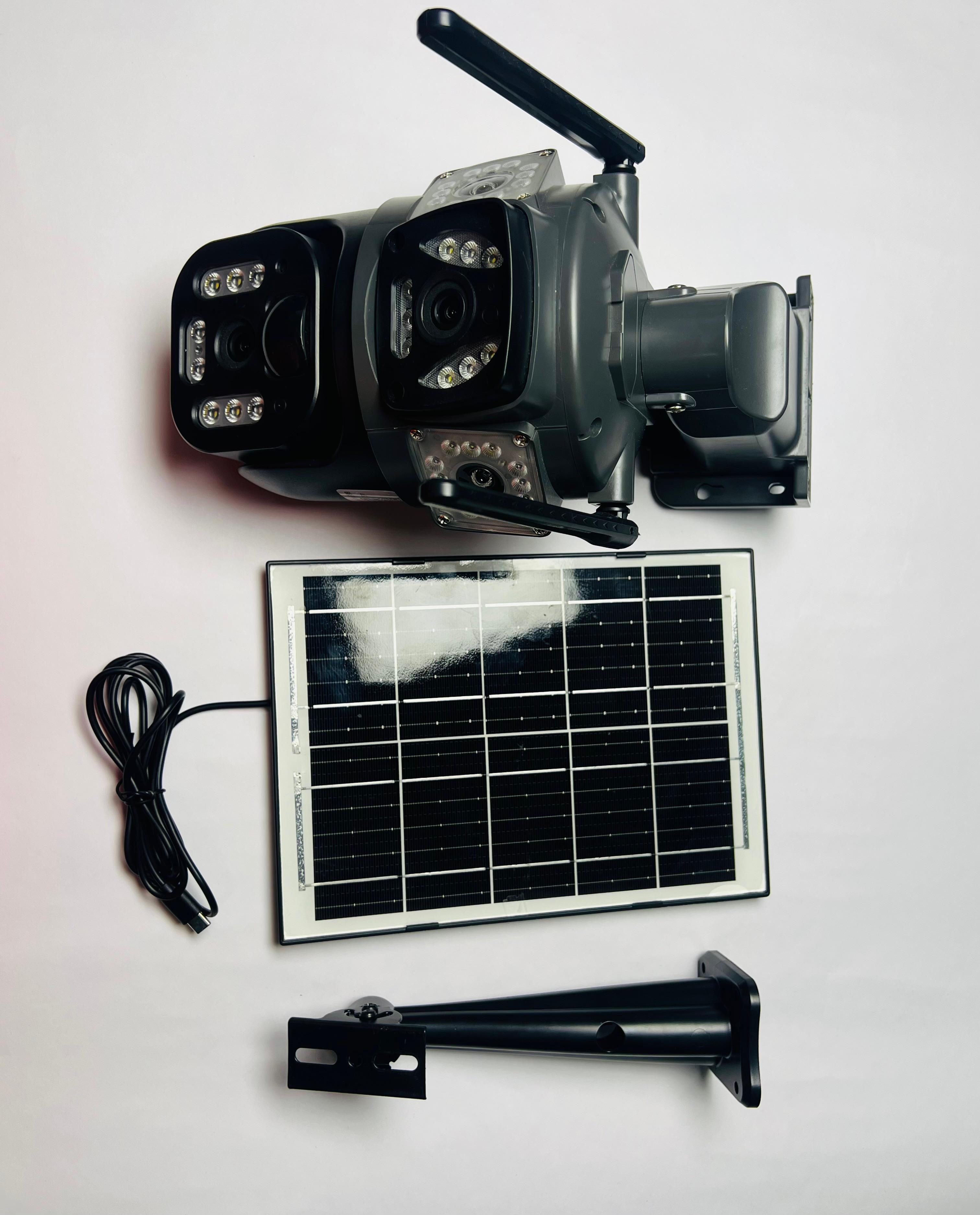 4G V360PRO Solar Outdoor Battery Camera 1080P 10X Zoomable 3 Eyes 2 Pictures CMOS Sensor OEM Available 1
