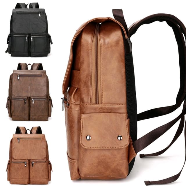 Large Capacity Casual PU Leather Backpack for Men | Student Backpack | Travel Bags for Men |