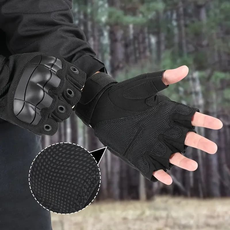 Gym Tactical Fitness Outdoor Protective Shell Antiskid Workout Riding Half Finger Gloves For Men 6